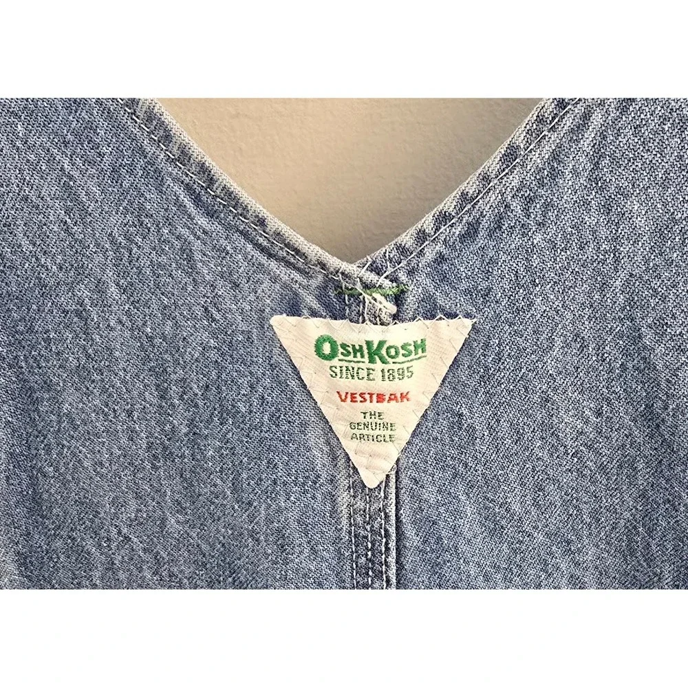 Vintage OshKosh Mens Denim Overalls 100% Cotton Light Wash Jean Workwear 42x30